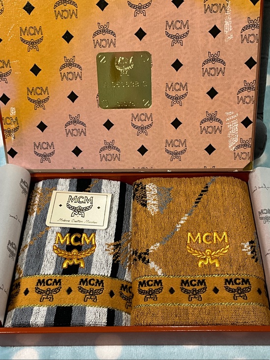 MCM Other - MCM Hand Towels Set  Gold & Black Logo Square Duo